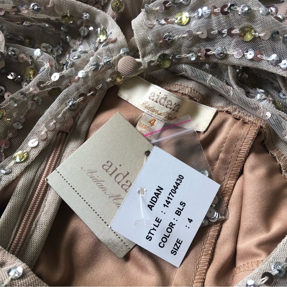 NWT Aidan Mattox Blush Pink Sequin Cocktail Dress - Picture 6 of 7